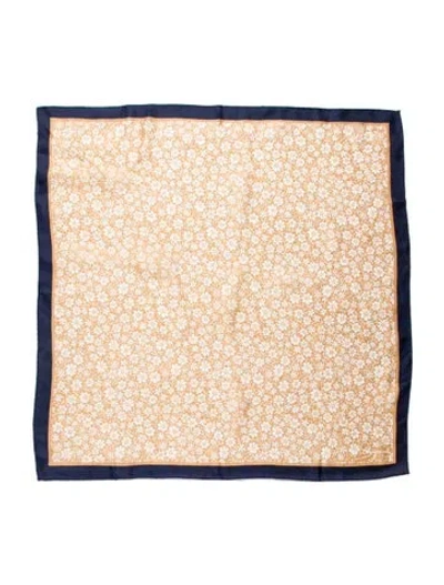 Pre-owned Schiaparelli Silk Floral Print Scarf In Neutrals