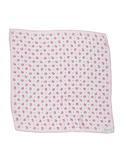 Pre-owned Schiaparelli Silk Floral Print Scarf In Pink