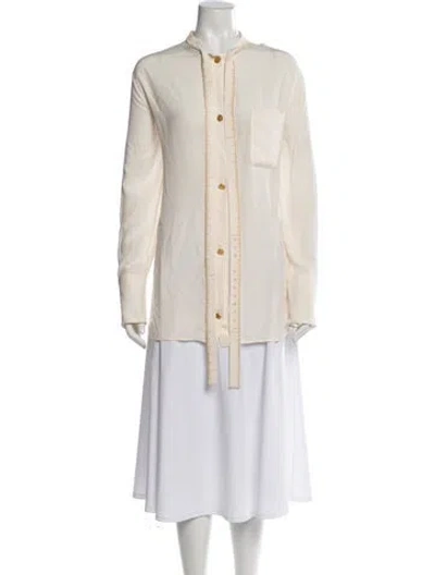 Pre-owned Schiaparelli Silk Long Sleeve Blouse In Neutral