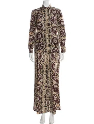 Pre-owned Schiaparelli Silk Patterned Pant Set In Multi