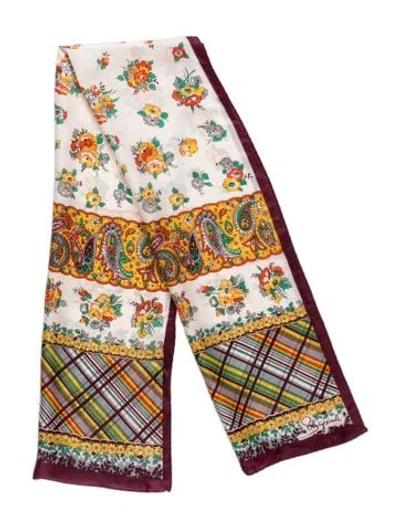 Pre-owned Schiaparelli Silk Patterned Scarf In Neutrals