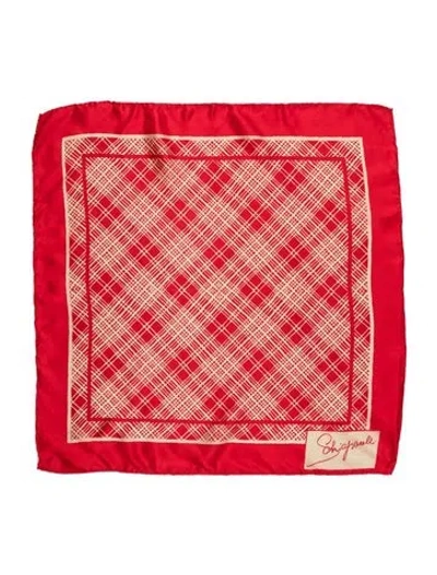 Pre-owned Schiaparelli Silk Plaid Print Scarf In Red