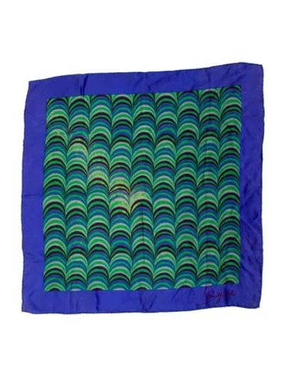 Pre-owned Schiaparelli Silk Printed Scarf In Blue