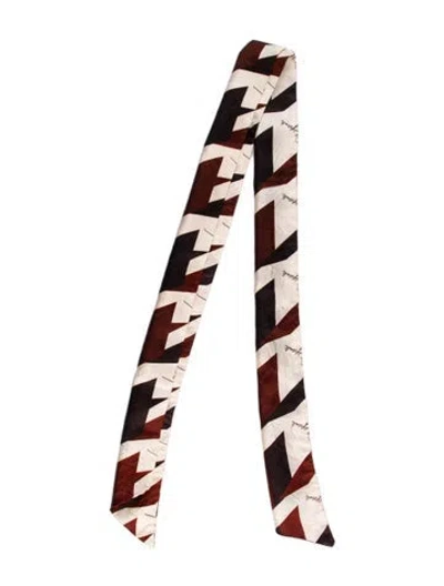 Pre-owned Schiaparelli Silk Printed Scarf In Brown