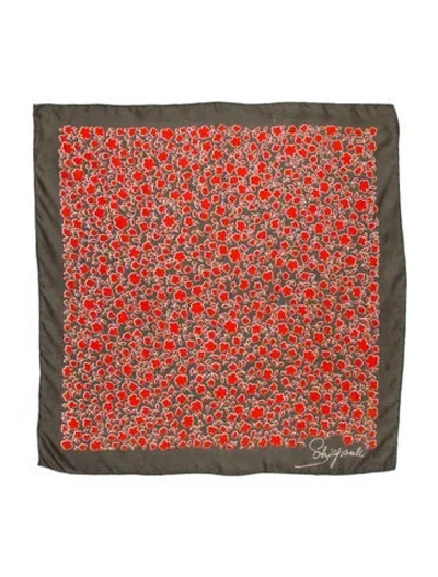 Pre-owned Schiaparelli Silk Printed Scarf In Gray