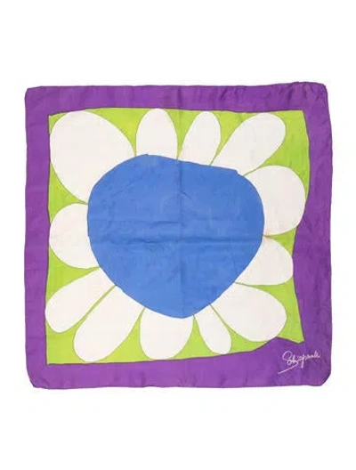 Pre-owned Schiaparelli Silk Printed Scarf In Purple