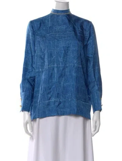 Pre-owned Schiaparelli Silk Printed Top In Blue