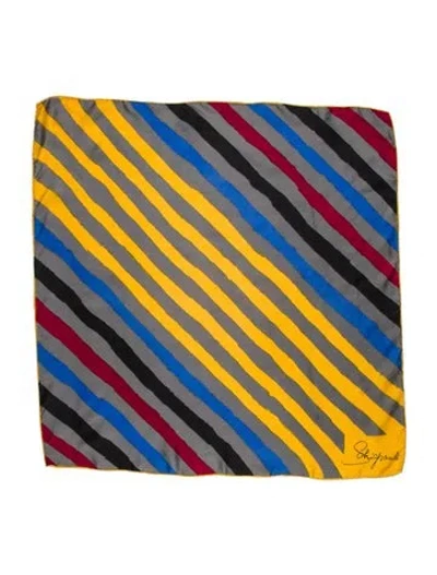 Pre-owned Schiaparelli Silk Striped Scarf In Gray