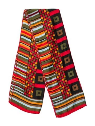 Pre-owned Schiaparelli Silk Striped Scarf In Red