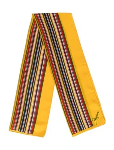 Pre-owned Schiaparelli Silk Striped Scarf In Yellow