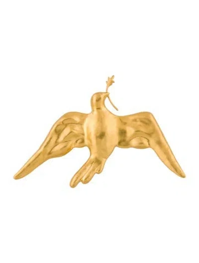 Pre-owned Schiaparelli Small Dove Brooch Pin In Multi