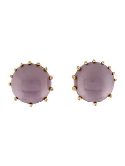 Pre-owned Schiaparelli Stone Moon Glow Clip-on Stud Earrings In Purple
