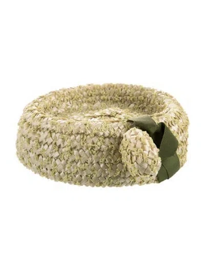 Pre-owned Schiaparelli Straw Bumper Hat In Green