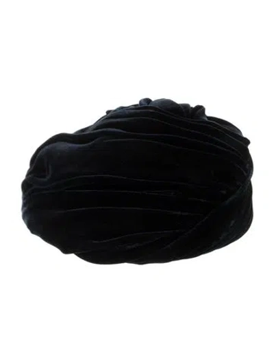 Pre-owned Schiaparelli Velvet Pleated Turban In Blue