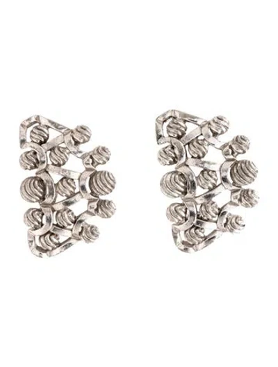 Pre-owned Schiaparelli Vintage Cluster Clip-on Earrings In Multicolor
