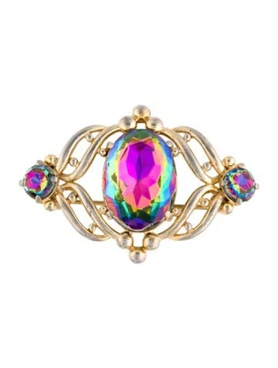 Pre-owned Schiaparelli Vintage Crystal Brooch In Multicolor
