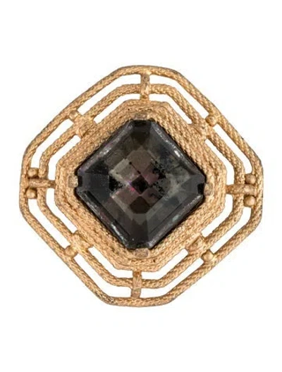 Pre-owned Schiaparelli Vintage Crystal Brooch Pin In Green