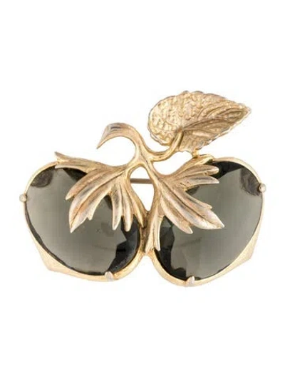 Pre-owned Schiaparelli Vintage Crystal Brooch Pin In Green
