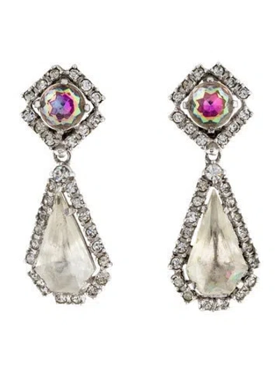 Pre-owned Schiaparelli Vintage Crystal Clip-on Drop Earrings