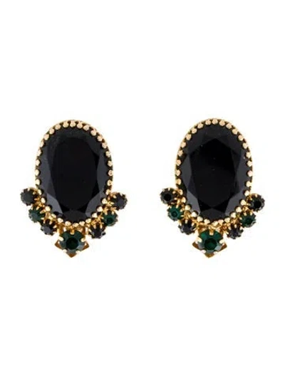 Pre-owned Schiaparelli Vintage Crystal Clip-on Earrings In Multi