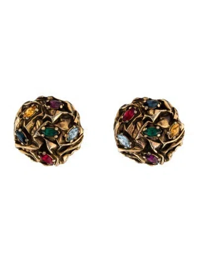 Pre-owned Schiaparelli Vintage Crystal Clip-on Earrings In Multi