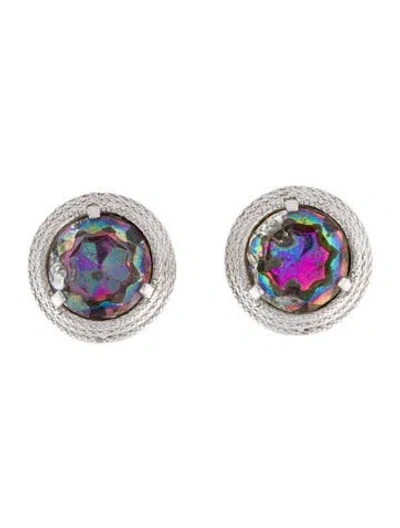Pre-owned Schiaparelli Vintage Crystal Clip-on Earrings In Multi