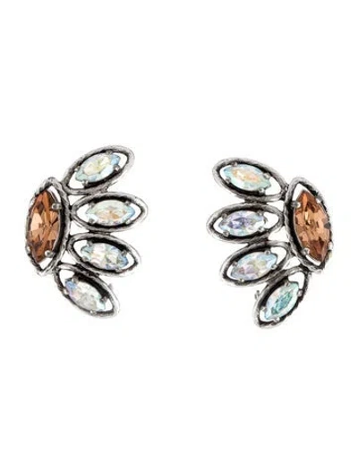 Pre-owned Schiaparelli Vintage Crystal Clip-on Earrings In Multi