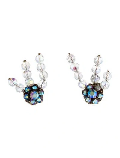 Pre-owned Schiaparelli Vintage Crystal Clip-on Earrings In Multi