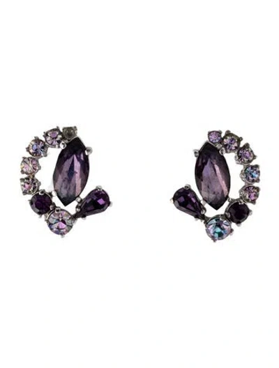 Pre-owned Schiaparelli Vintage Crystal Clip-on Earrings In Purple