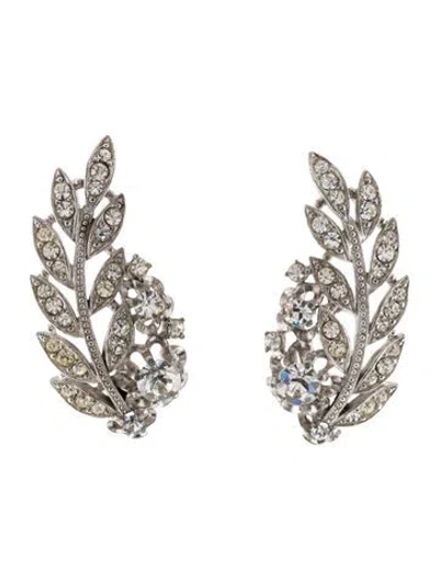 Pre-owned Schiaparelli Vintage Crystal Clip-on Earrings In Transparent