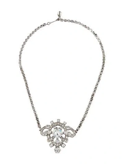 Pre-owned Schiaparelli Vintage Crystal Cluster Pendant Collar Necklace, 15.5" In Clear