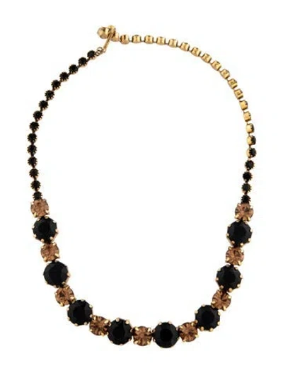 Pre-owned Schiaparelli Vintage Crystal Collar Necklace, 16.25" In Black/brown