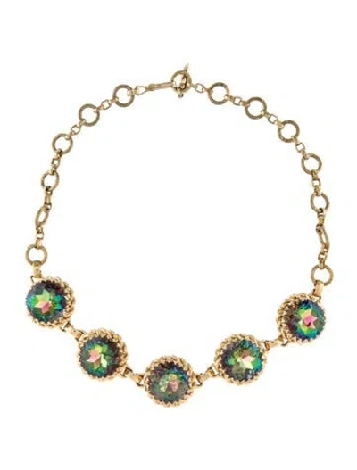 Pre-owned Schiaparelli Vintage Crystal Iridescent Choker Necklace, 16" In Multi