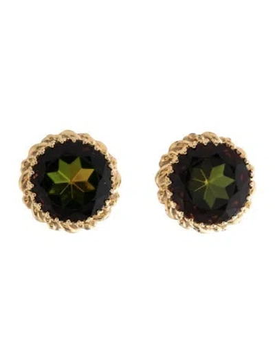 Pre-owned Schiaparelli Vintage Crystal Iridescent Clip-on Earrings In Multicolor