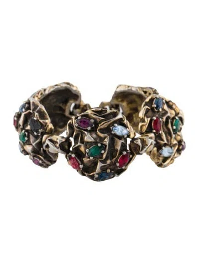Pre-owned Schiaparelli Vintage Crystal Link Bracelet, 7" In Multi