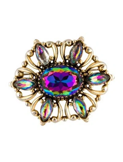 Pre-owned Schiaparelli Vintage Crystal Pin Brooch In Multi