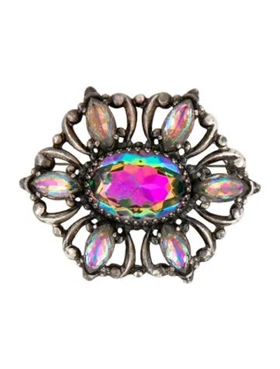 Pre-owned Schiaparelli Vintage Crystal Pin Brooch In Multicolor