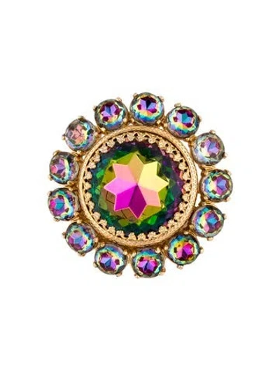 Pre-owned Schiaparelli Vintage Crystal Watermelon Brooch Pin In Multi