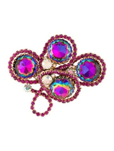 Pre-owned Schiaparelli Vintage Crystal Watermelon Pin Brooch In Blue/clear/green