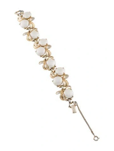 Pre-owned Schiaparelli Vintage Faux Pearl Link Bracelet, 9" In Multi