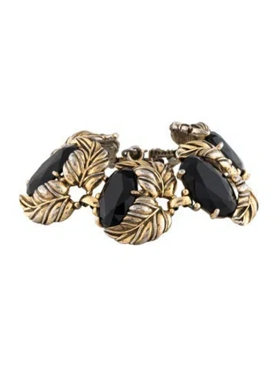Pre-owned Schiaparelli Vintage Glass Station Bracelet, 7" In Black