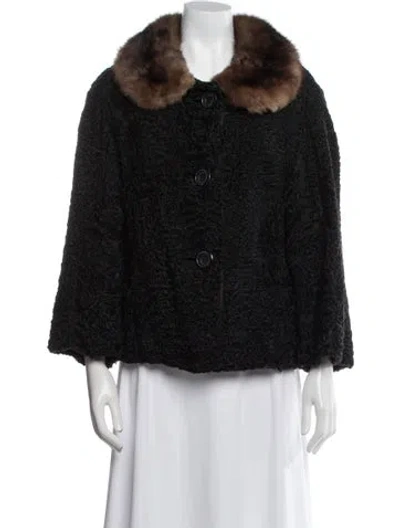 Pre-owned Schiaparelli Vintage Late 1950's - Early 1960's Faux Fur Jacket In Black