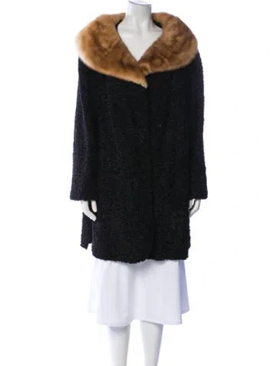 Pre-owned Schiaparelli Vintage Late 1950's - Early 1960's Fur Coat In Black