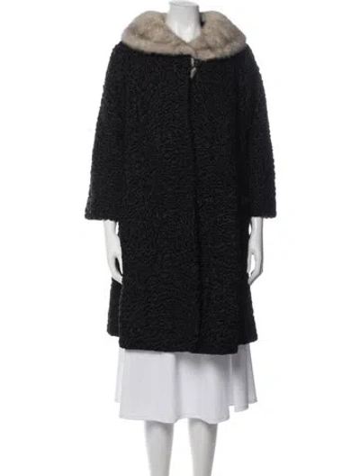 Pre-owned Schiaparelli Vintage Late 1950's - Early 1960's Fur Coat In Black