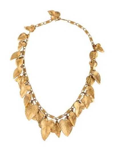 Pre-owned Schiaparelli Vintage Leaf Collar Necklace, 16.5" In Multicolor