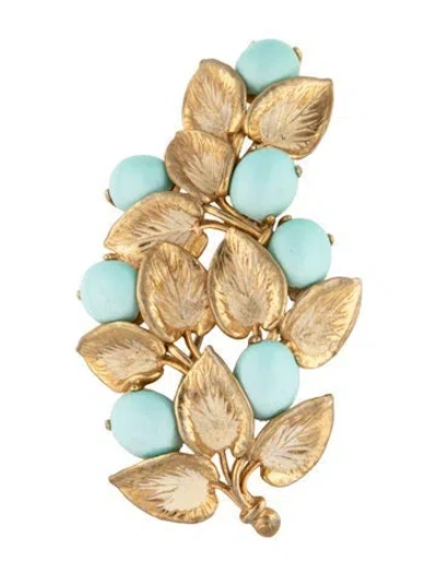Pre-owned Schiaparelli Vintage Resin Berry Branch Brooch In Blue