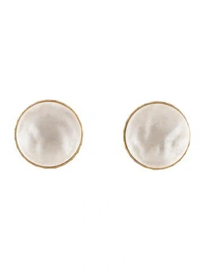 Pre-owned Schiaparelli Vintage Resin Clip-on Earrings In White