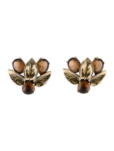 Pre-owned Schiaparelli Vintage Resin Leaf Motif Clip-on Earrings In Brown