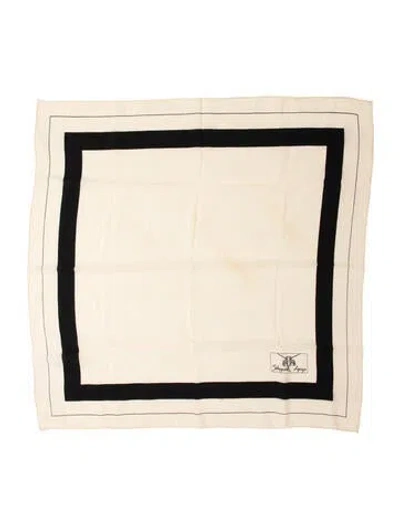 Pre-owned Schiaparelli Vintage  Lepage 70's Silk Scarf In Neutrals