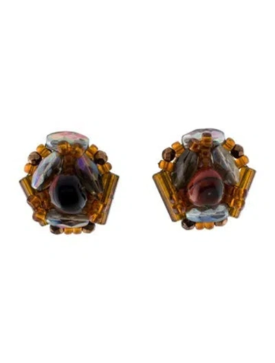 Pre-owned Schiaparelli Vintage Stone & Bead Cluster Clip-on Earrings